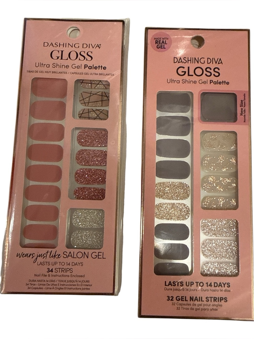 Dashing Diva Gloss Gel Nail Strip Lot of 2 Lavendar Dreams Rose Sparke New
